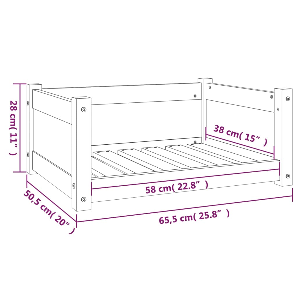 Hondenmand 65,5x50,5x28 cm massief grenenhout wit