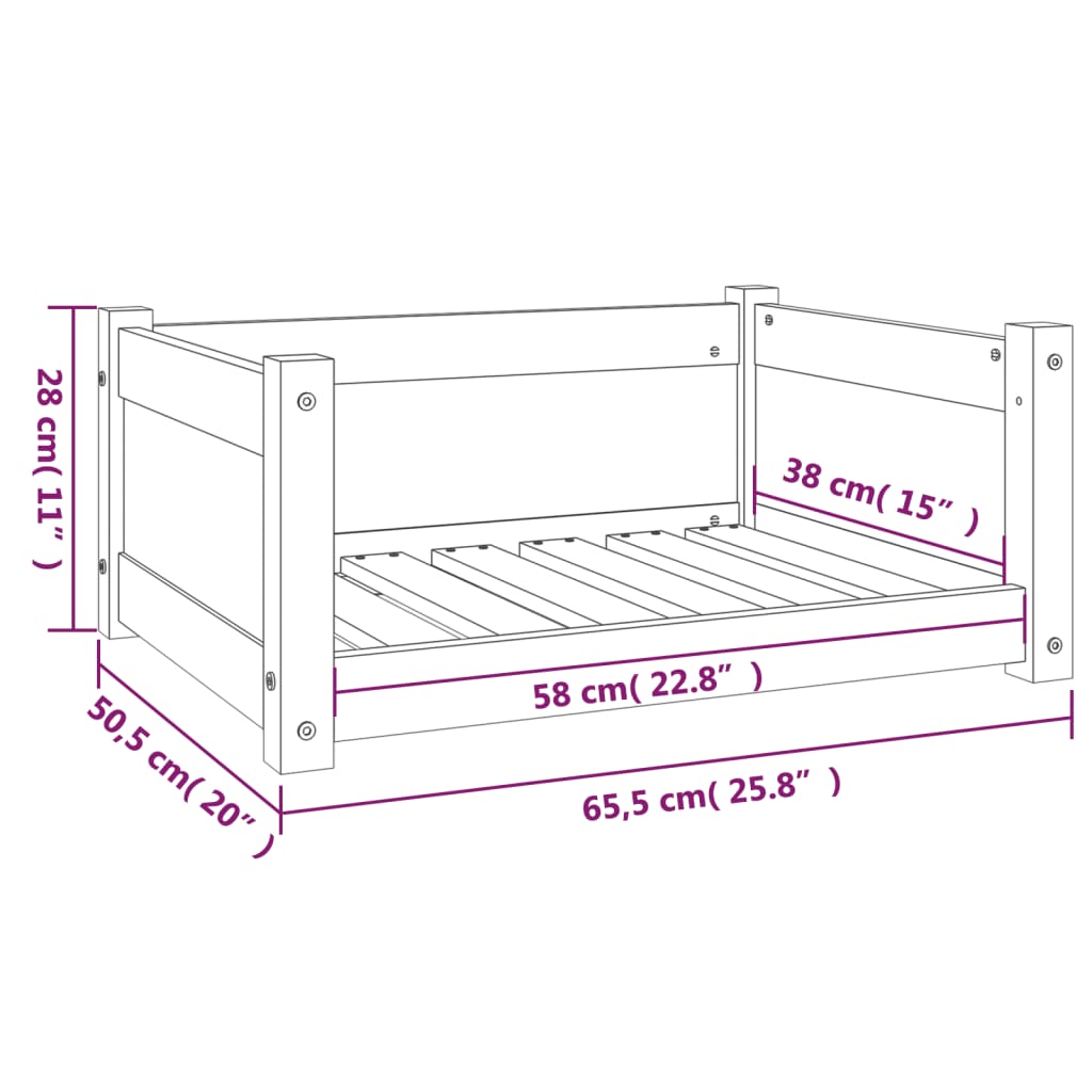 Hondenmand 65,5x50,5x28 cm massief grenenhout honingbruin