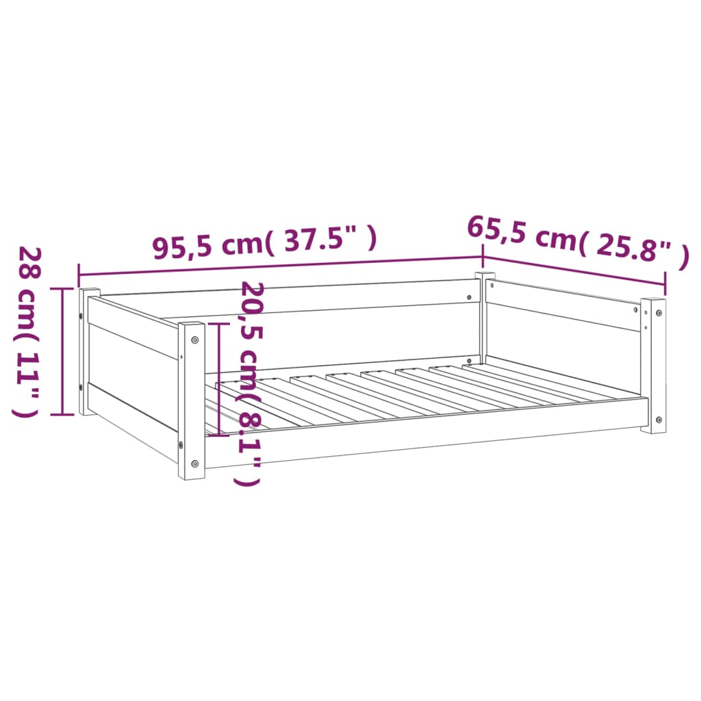 Hondenmand 95,5x65,5x28 cm massief grenenhout