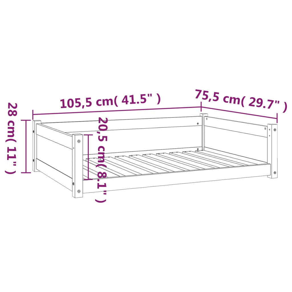 Hondenmand 105,5x75,5x28 cm massief grenenhout