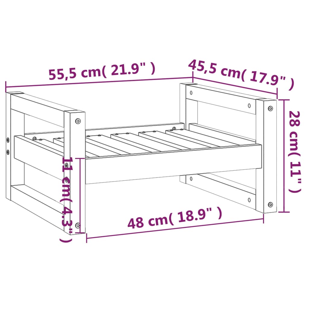 Hondenmand 55,5x45,5x28 cm massief grenenhout