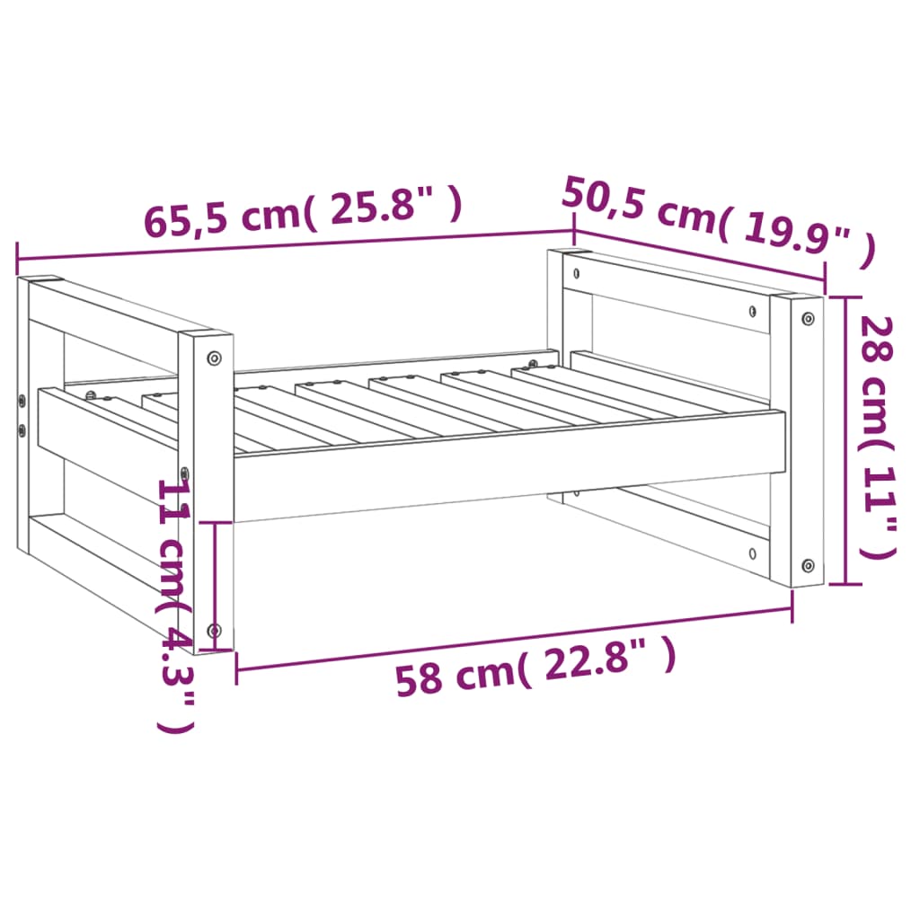 Hondenmand 65,5x50,5x28 cm massief grenenhout honingbruin