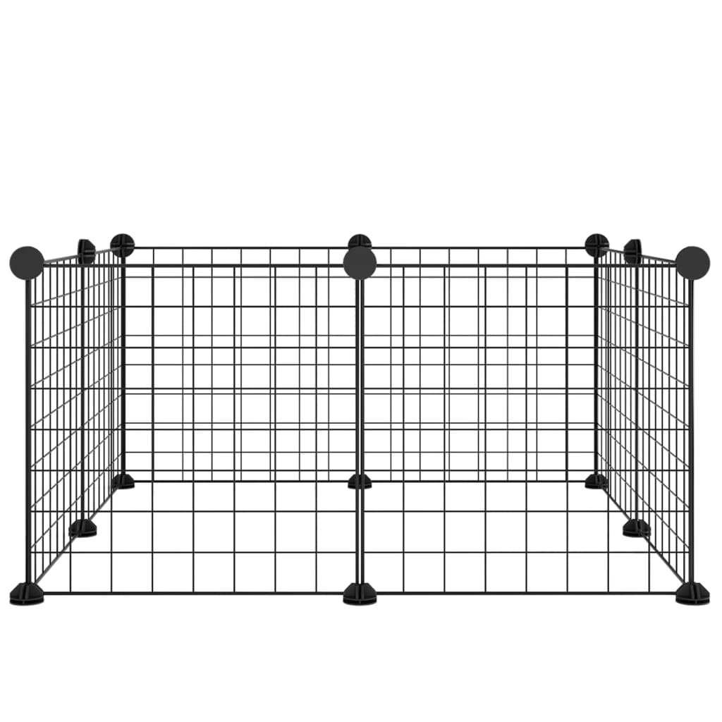 Huisdierenkooi met 8 panelen 35x35 cm staal zwart