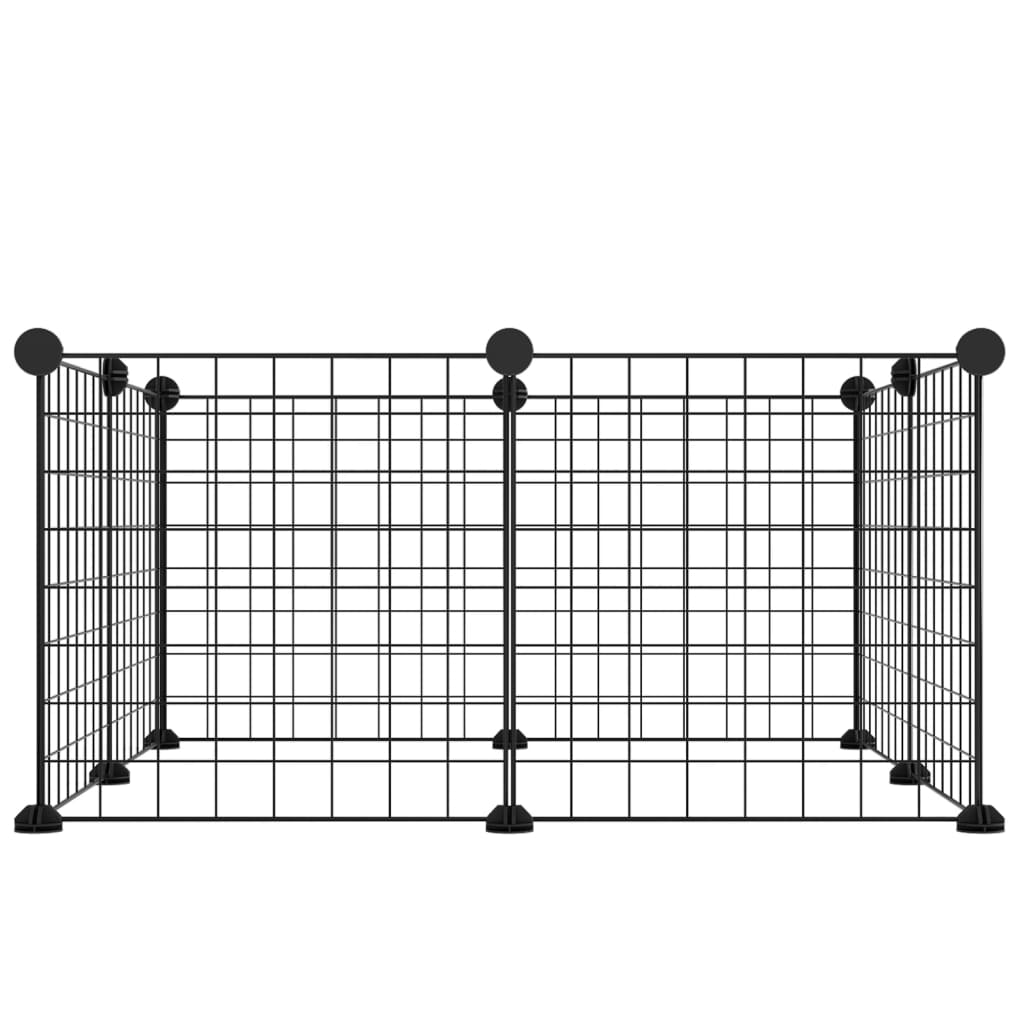 Huisdierenkooi met 8 panelen 35x35 cm staal zwart