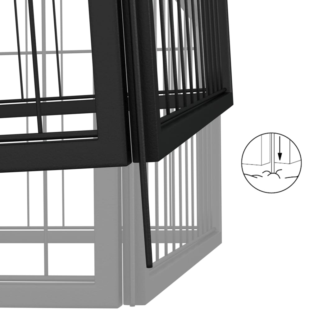 Hondenkennel 6 panelen 50 x 100 cm gepoedercoat staal zwart