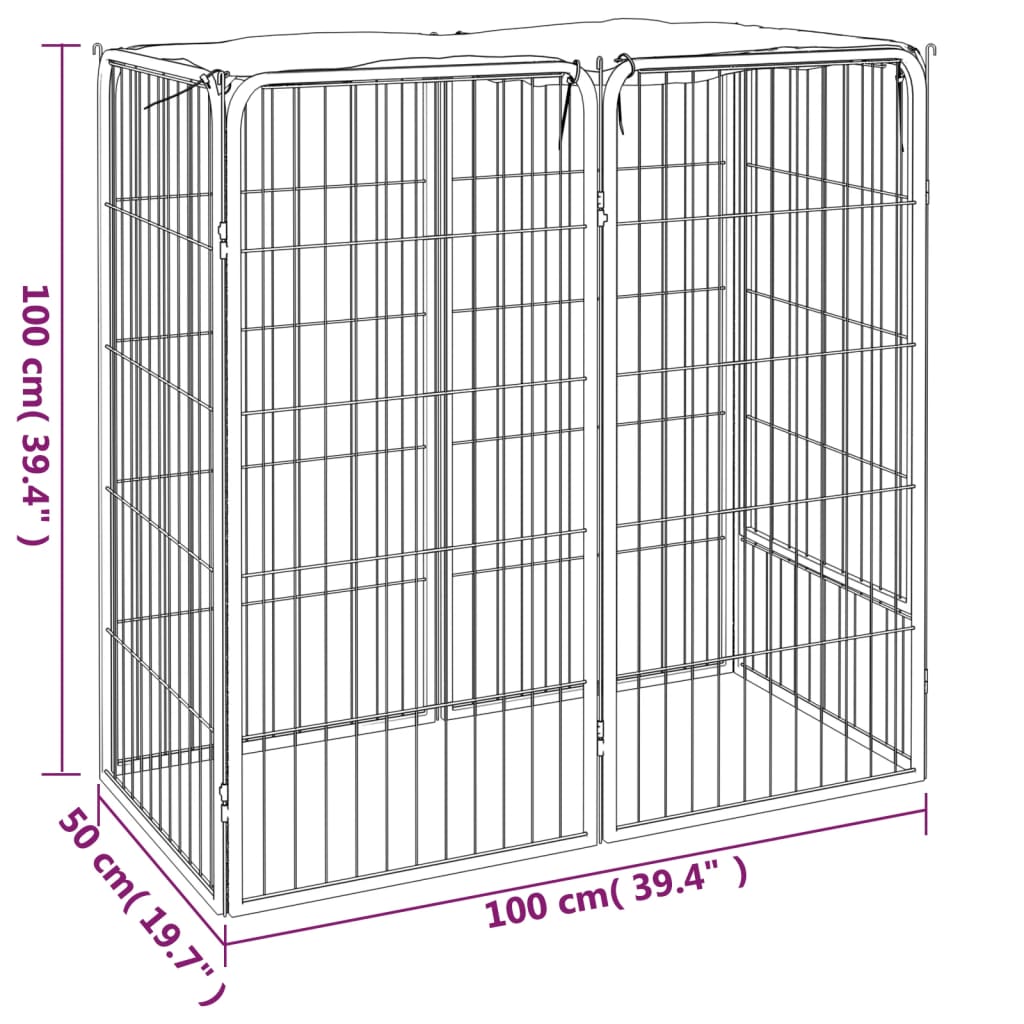 Hondenkennel 6 panelen 50 x 100 cm gepoedercoat staal zwart