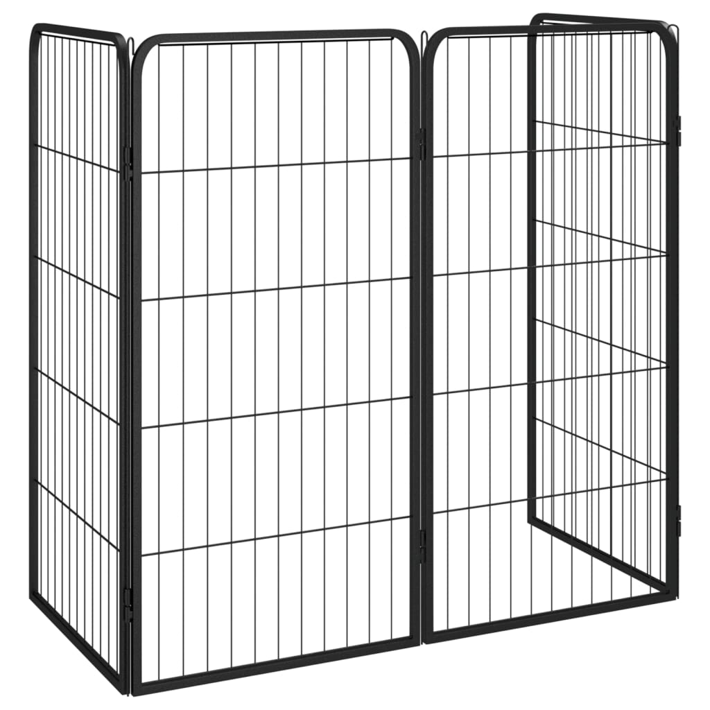 Hondenkennel 4 panelen 50 x 100 cm gepoedercoat staal zwart