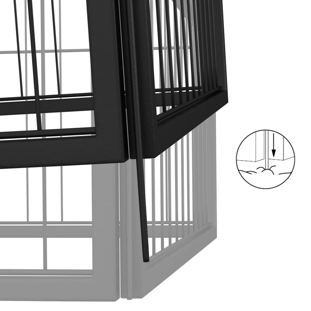 Hondenkennel 4 panelen 50 x 100 cm gepoedercoat staal zwart