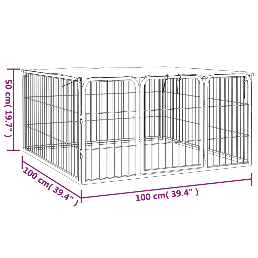 Hondenkennel 4 panelen 100x50 cm gepoedercoat staal zwart