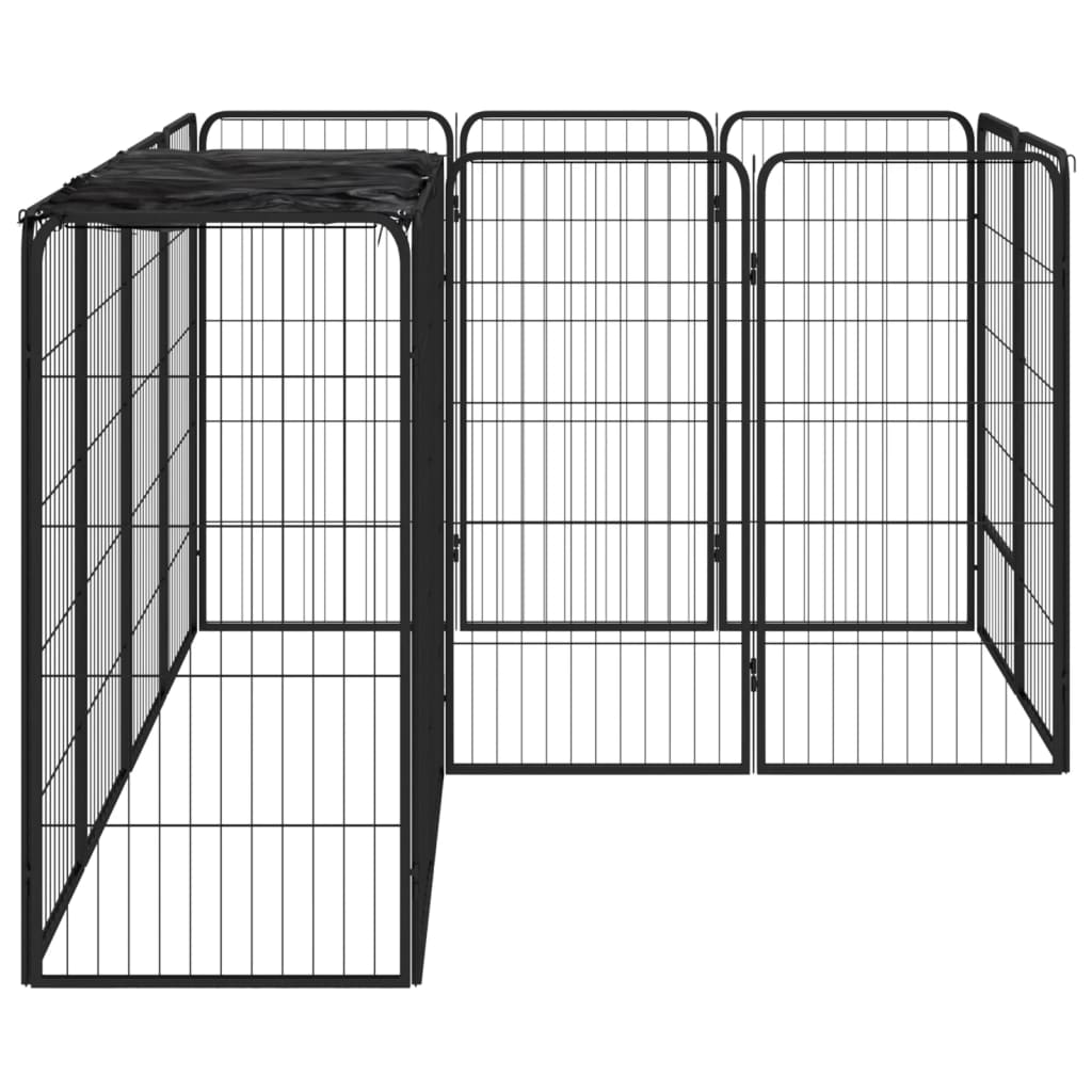 Hondenkennel 14 panelen 50 x 100 cm gepoedercoat staal zwart