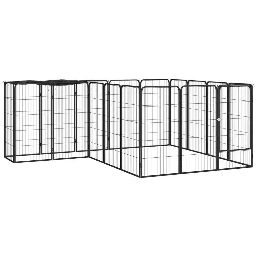 Hondenkennel 18 panelen 50 x 100 cm gepoedercoat staal zwart