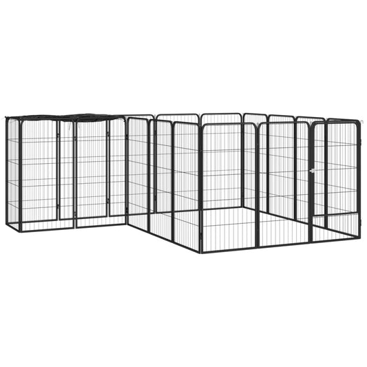 Hondenkennel 18 panelen 50 x 100 cm gepoedercoat staal zwart