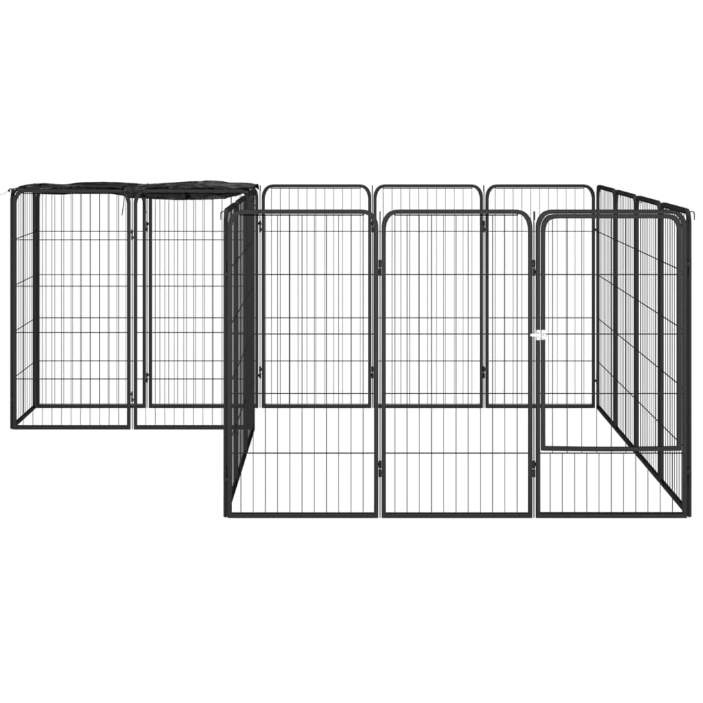 Hondenkennel 18 panelen 50 x 100 cm gepoedercoat staal zwart