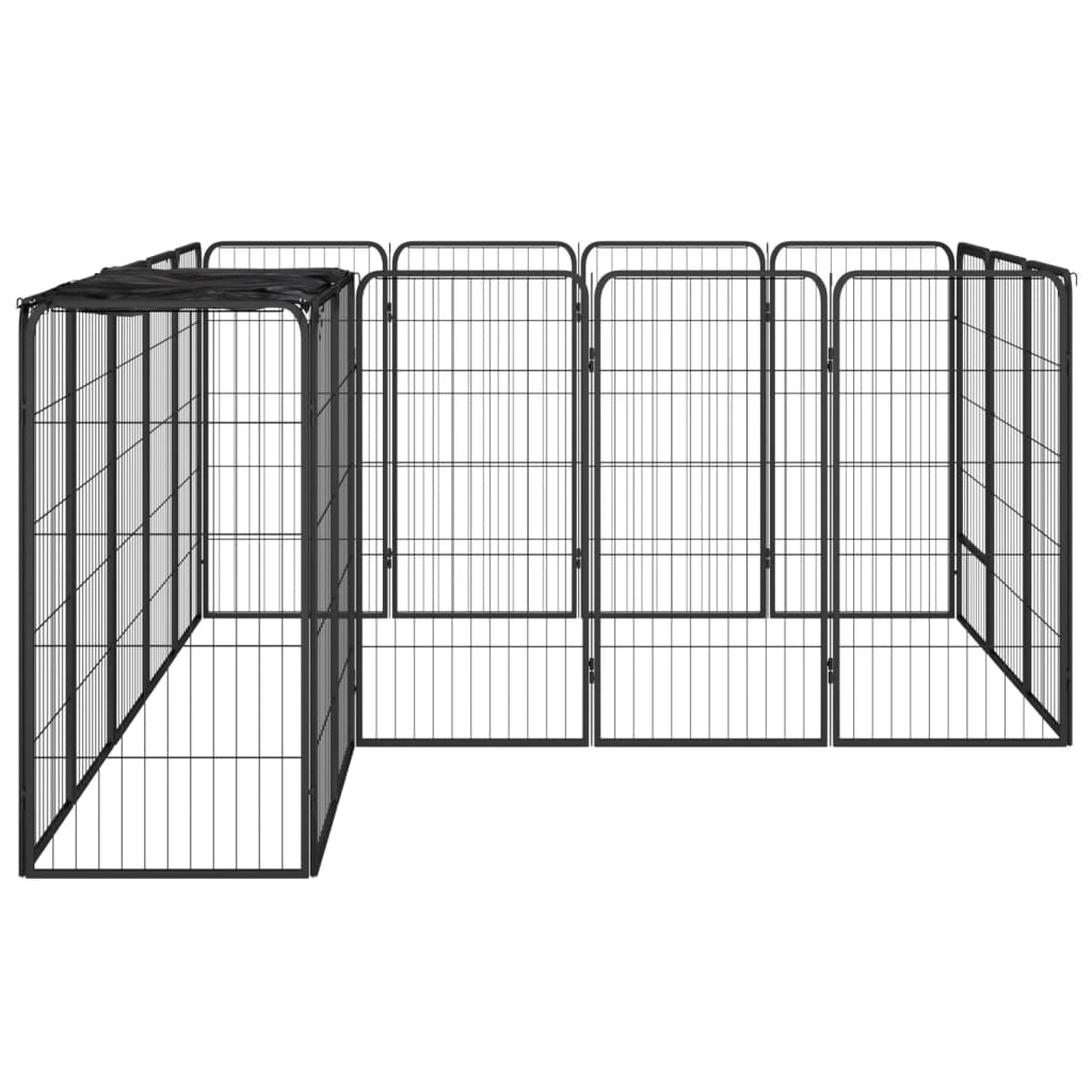 Hondenkennel 18 panelen 50 x 100 cm gepoedercoat staal zwart