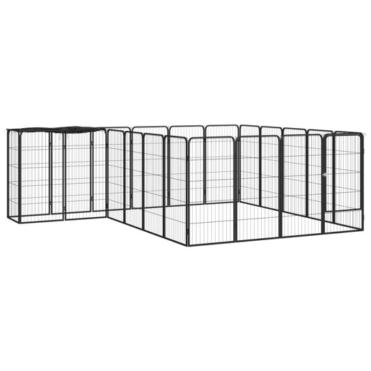 Hondenkennel 22 panelen 50x100 cm gepoedercoat staal zwart