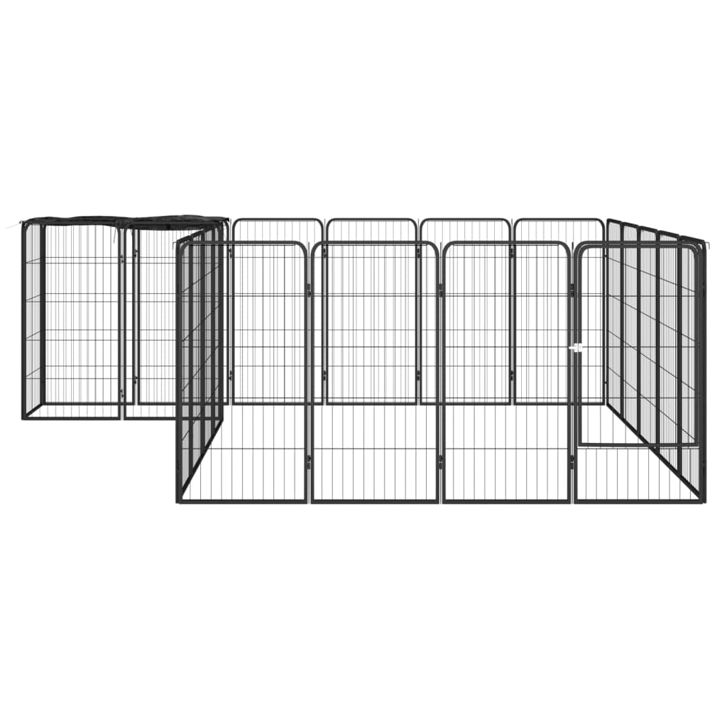 Hondenkennel 22 panelen 50x100 cm gepoedercoat staal zwart