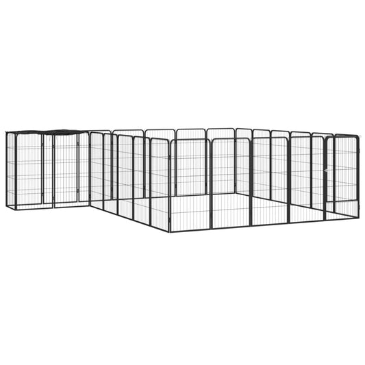 Hondenkennel 26 panelen 50x100 cm gepoedercoat staal zwart