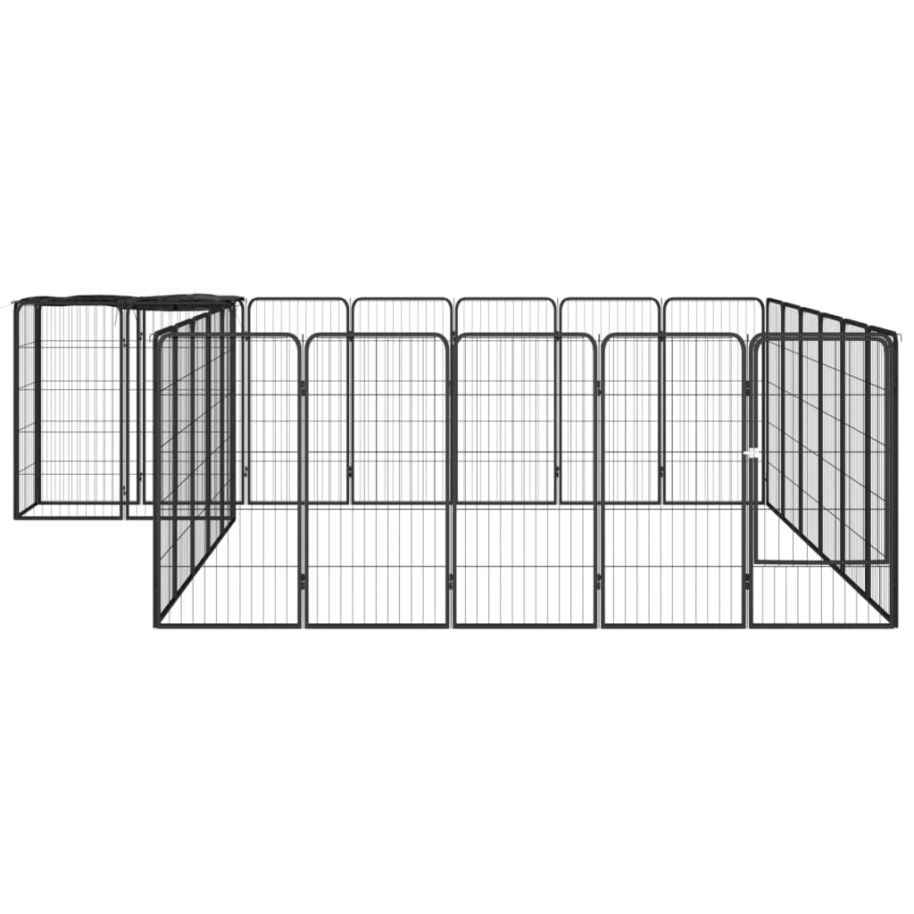 Hondenkennel 26 panelen 50x100 cm gepoedercoat staal zwart