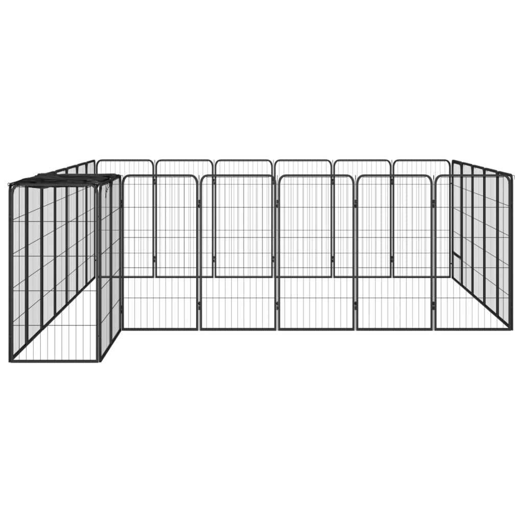 Hondenkennel 26 panelen 50x100 cm gepoedercoat staal zwart