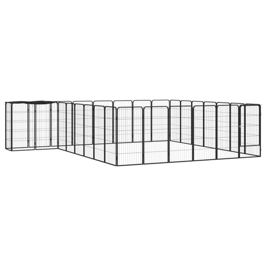 Hondenkennel 30 panelen 50 x 100 cm gepoedercoat staal zwart