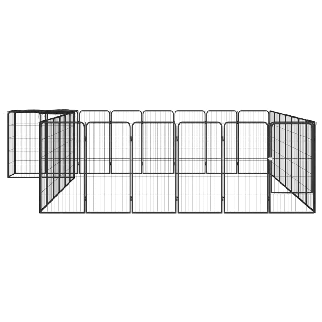 Hondenkennel 30 panelen 50 x 100 cm gepoedercoat staal zwart