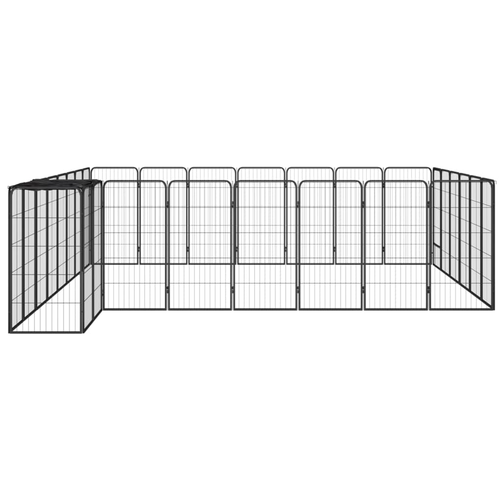 Hondenkennel 30 panelen 50 x 100 cm gepoedercoat staal zwart