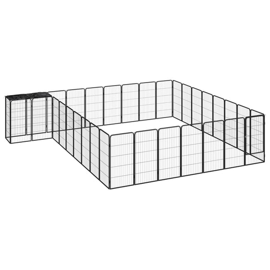 Hondenkennel 34 panelen 50x100 cm gepoedercoat staal zwart