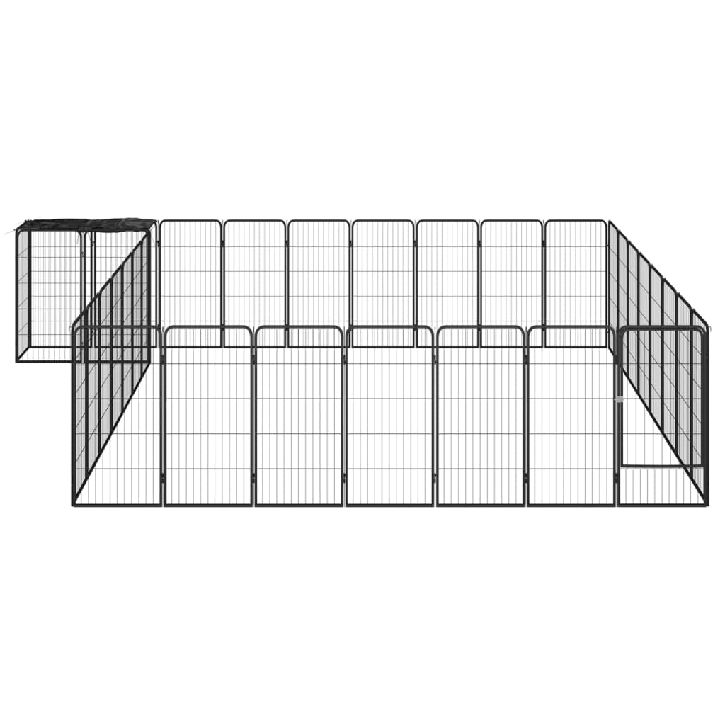 Hondenkennel 34 panelen 50x100 cm gepoedercoat staal zwart