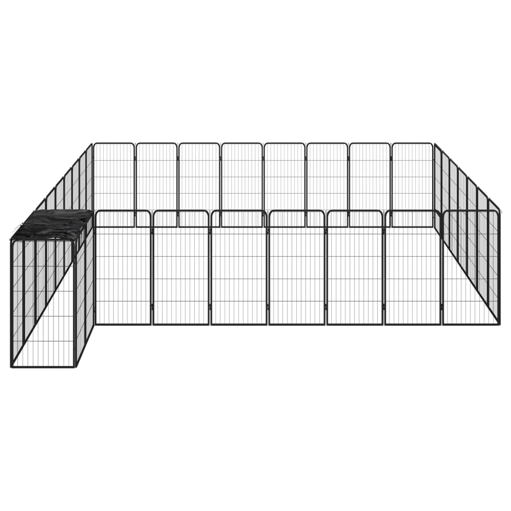 Hondenkennel 34 panelen 50x100 cm gepoedercoat staal zwart