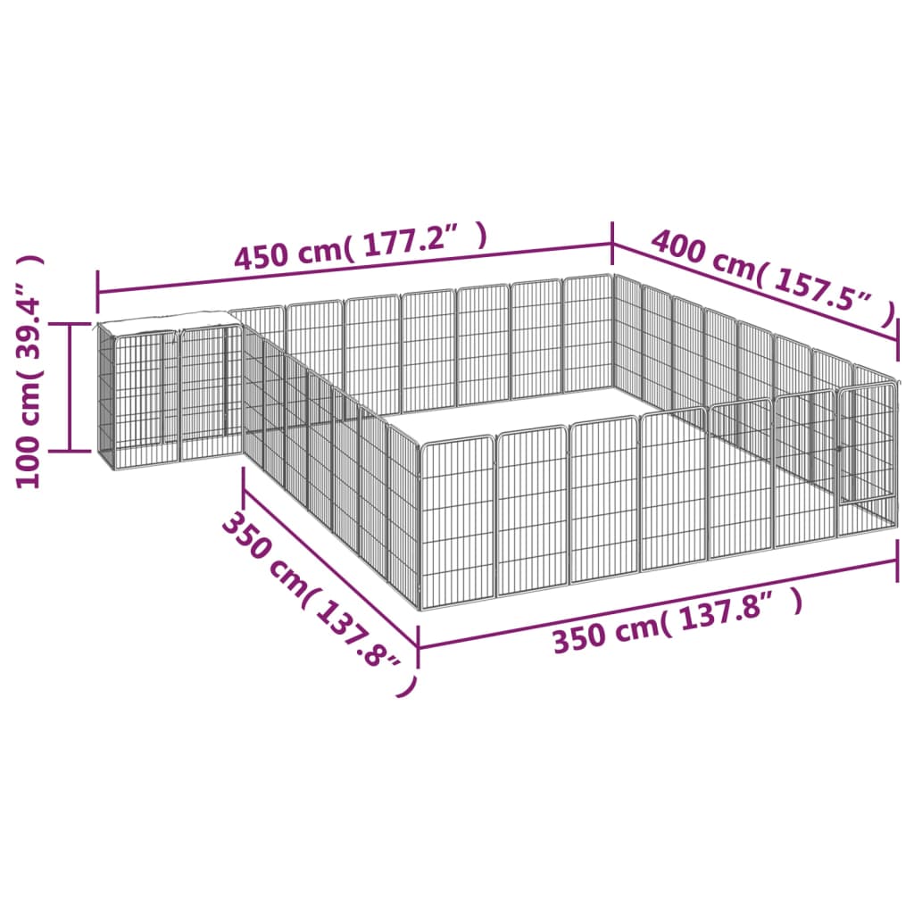 Hondenkennel 34 panelen 50x100 cm gepoedercoat staal zwart