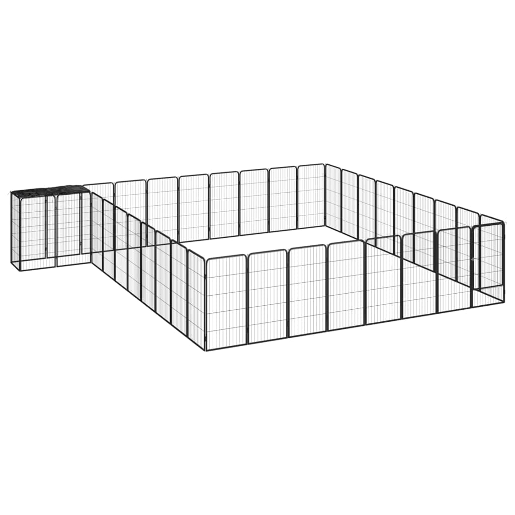 Hondenkennel 38 panelen 50x100 cm gepoedercoat staal zwart