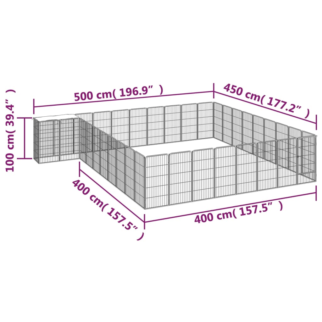 Hondenkennel 38 panelen 50x100 cm gepoedercoat staal zwart