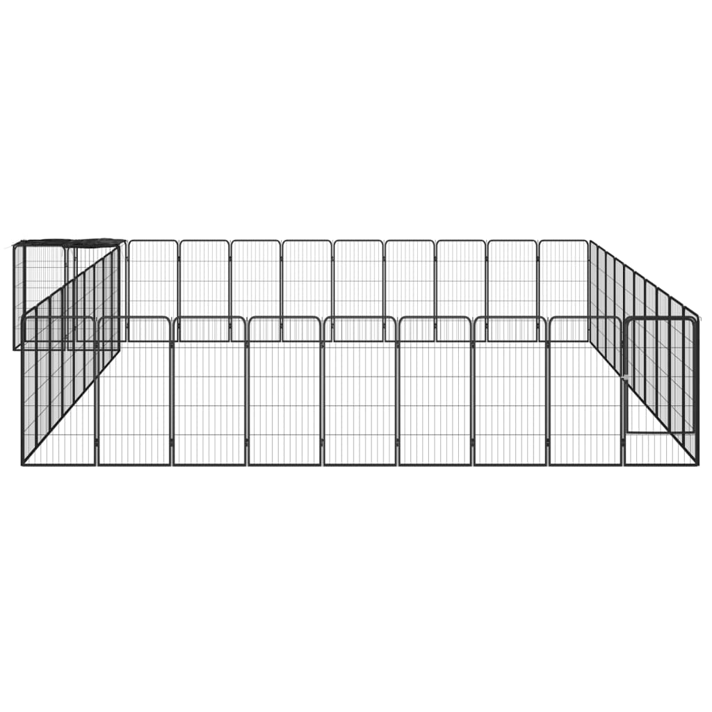 Hondenkennel 42 panelen 50x100 cm gepoedercoat staal zwart