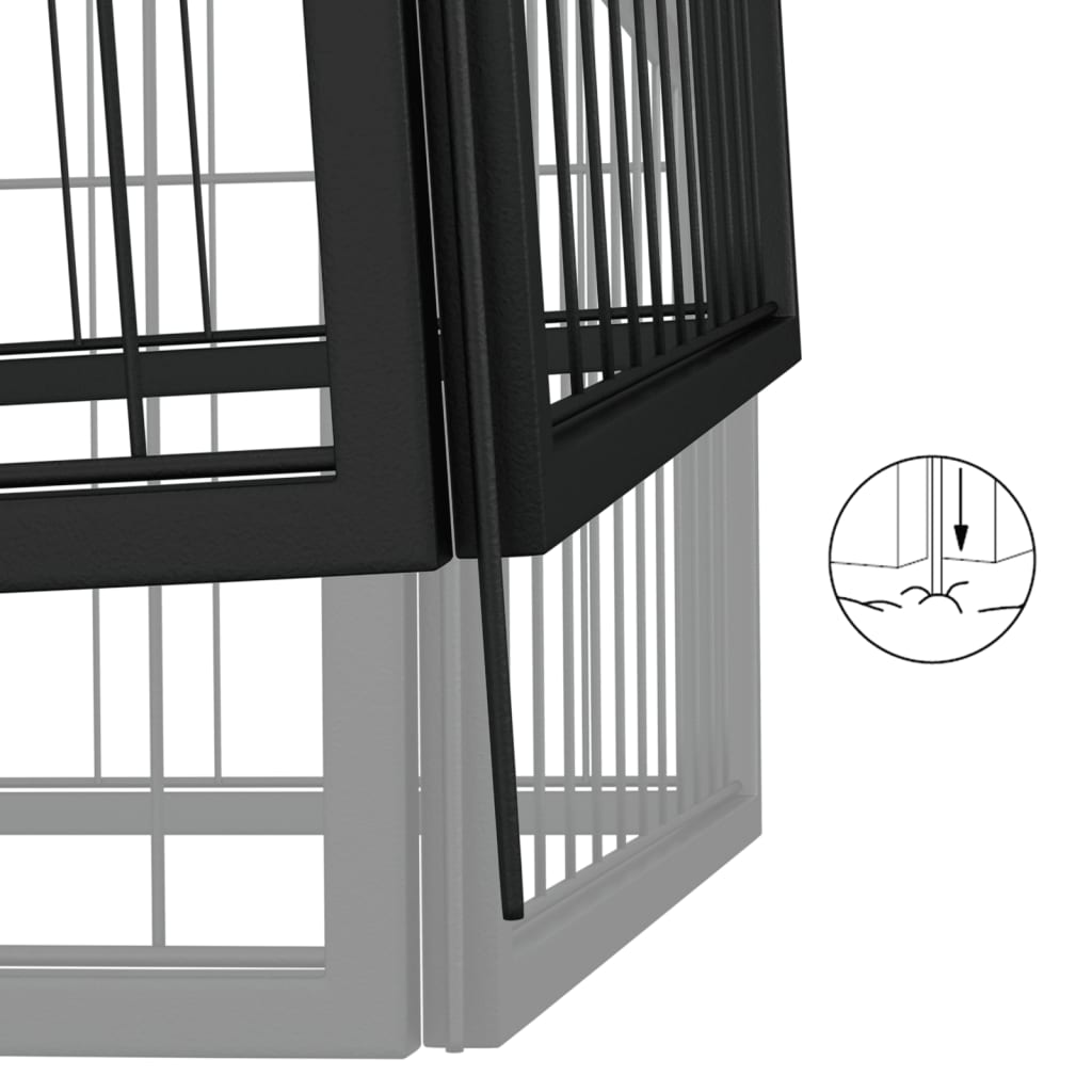 Hondenkennel 42 panelen 50x100 cm gepoedercoat staal zwart