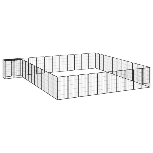 Hondenkennel 46 panelen 50x100 cm gepoedercoat staal zwart