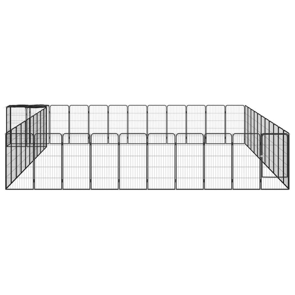 Hondenkennel 46 panelen 50x100 cm gepoedercoat staal zwart