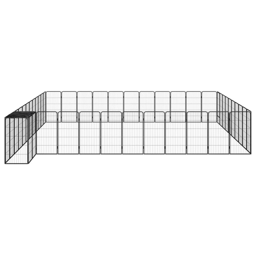 Hondenkennel 46 panelen 50x100 cm gepoedercoat staal zwart