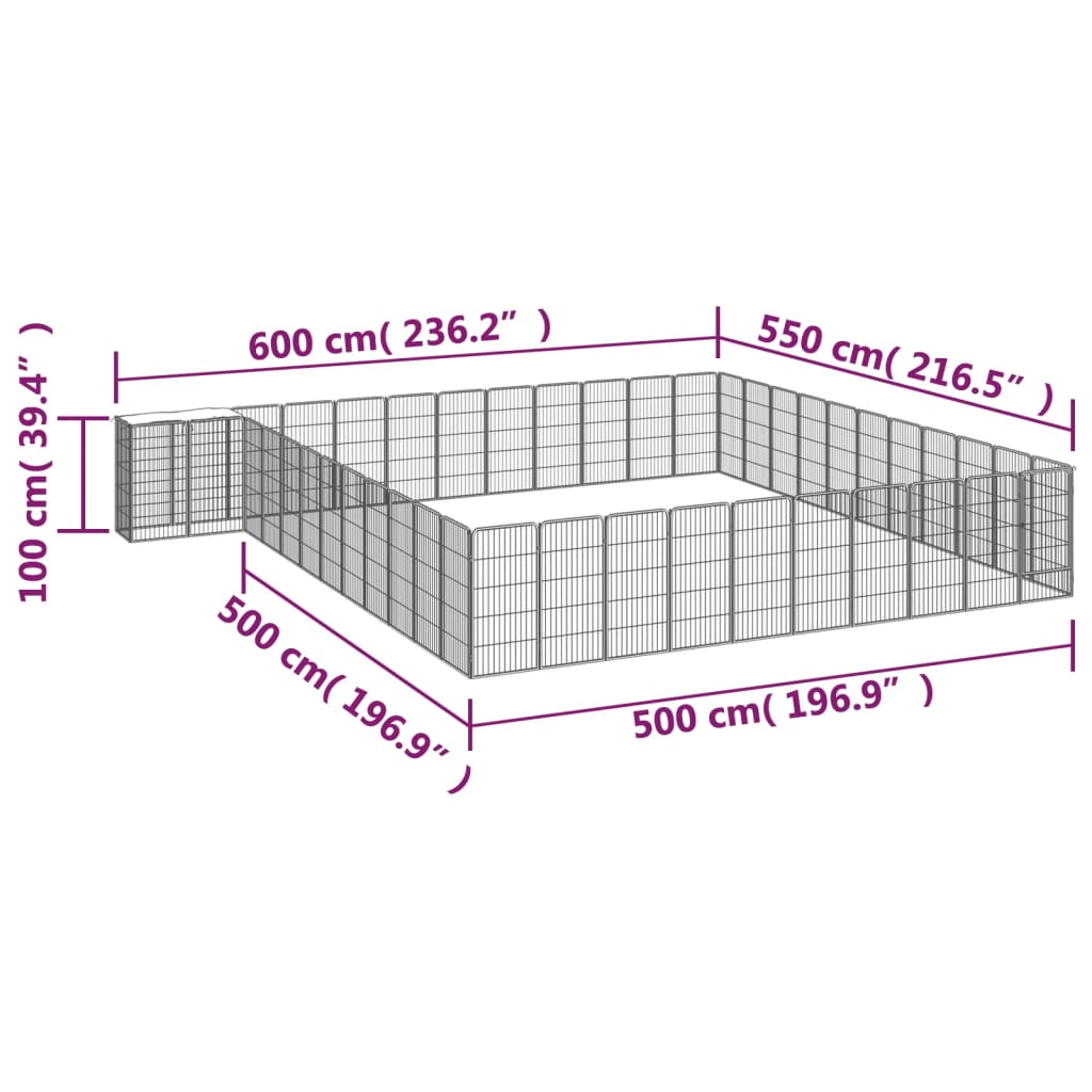 Hondenkennel 46 panelen 50x100 cm gepoedercoat staal zwart