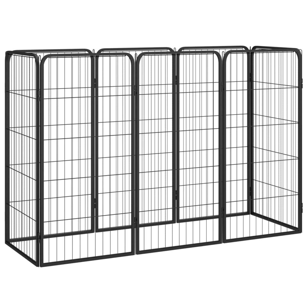 Hondenkennel 8 panelen 50x100 cm gepoedercoat staal zwart