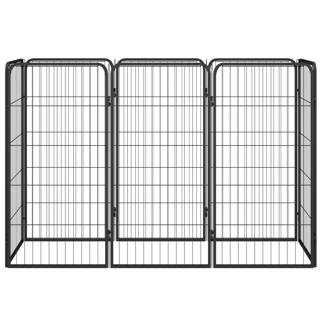 Hondenkennel 8 panelen 50x100 cm gepoedercoat staal zwart