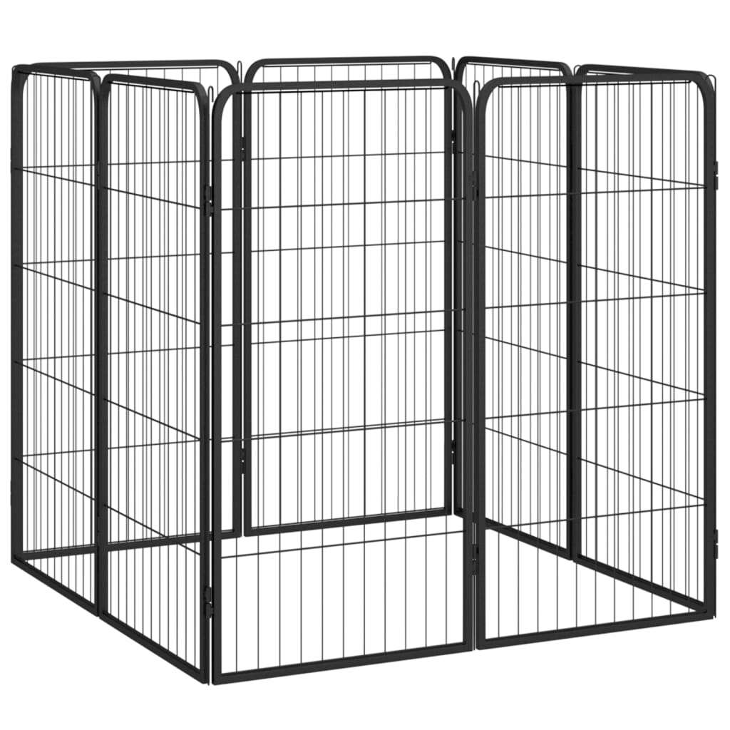 Hondenkennel 8 panelen 50x100 cm gepoedercoat staal zwart