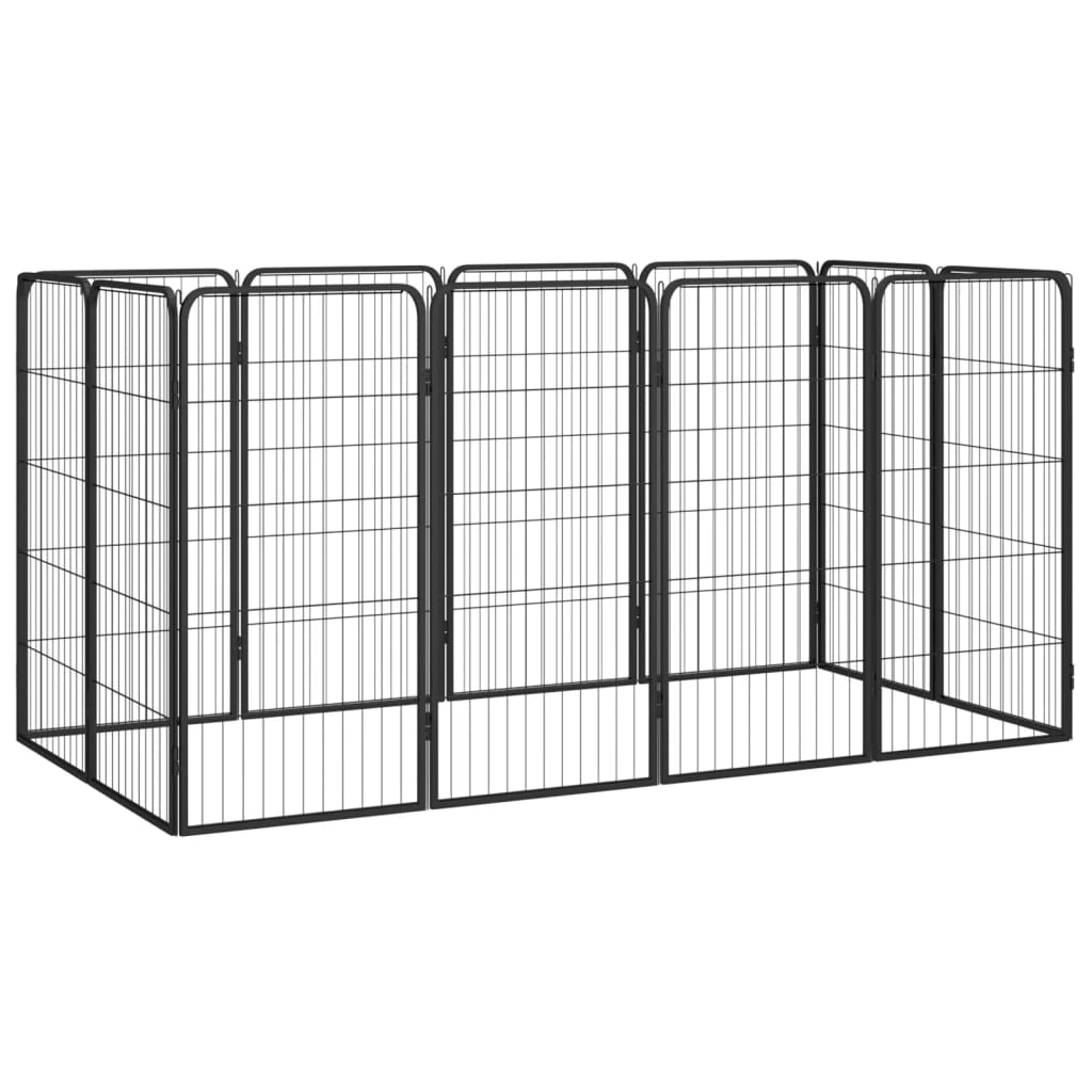 Hondenkennel 12 panelen 50 x 100 cm gepoedercoat staal zwart