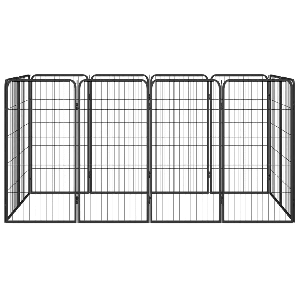 Hondenkennel 12 panelen 50 x 100 cm gepoedercoat staal zwart