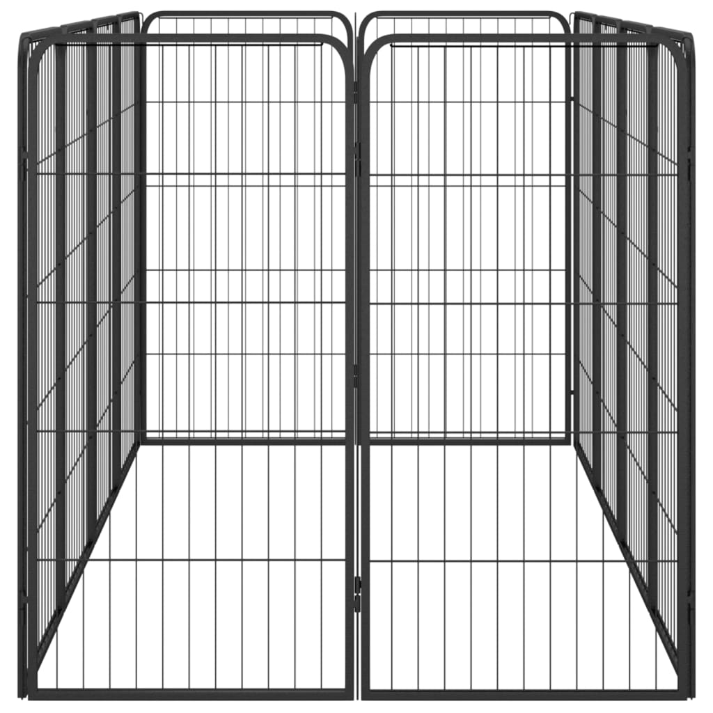 Hondenkennel 12 panelen 50 x 100 cm gepoedercoat staal zwart