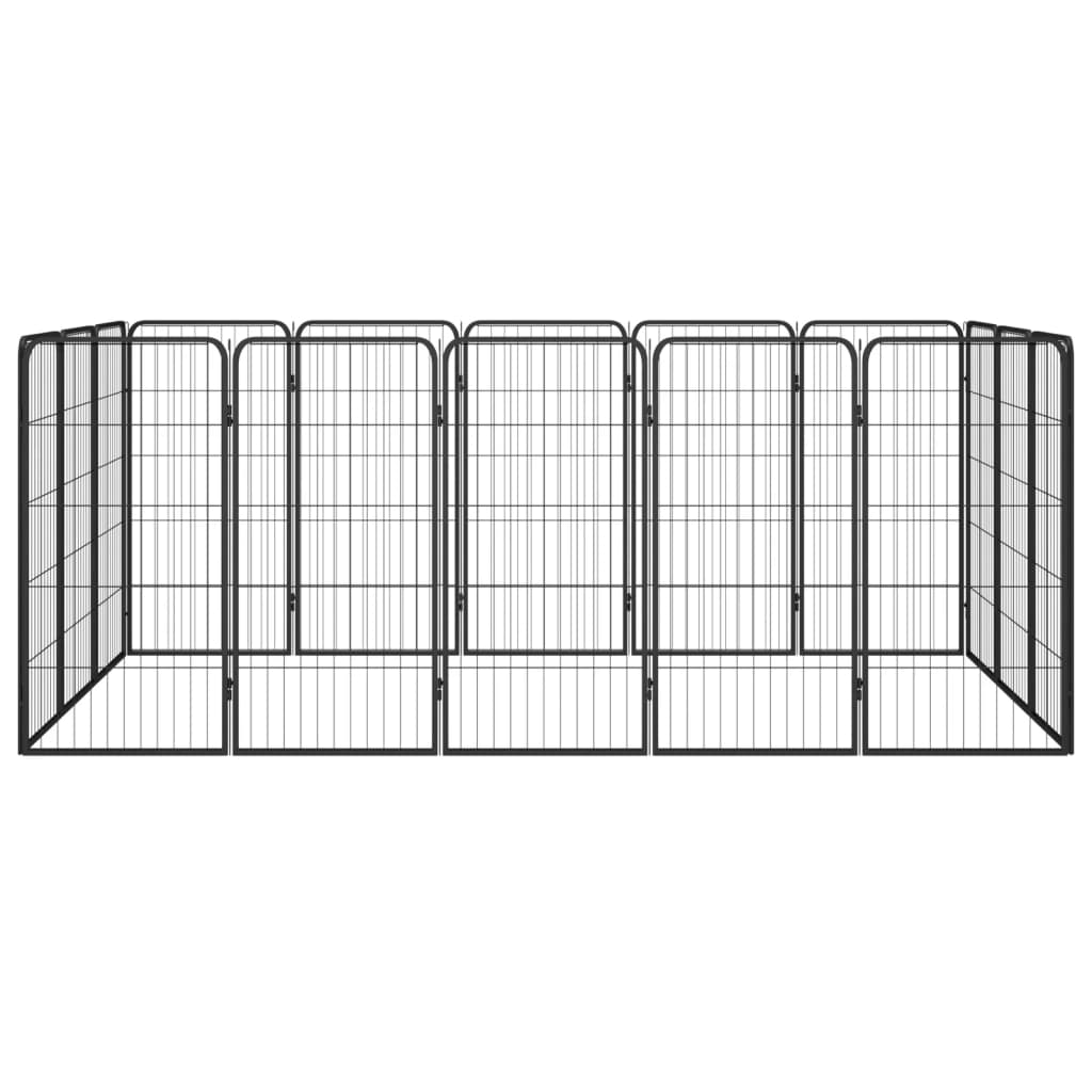 Hondenkennel 16 panelen 50 x 100 cm gepoedercoat staal zwart