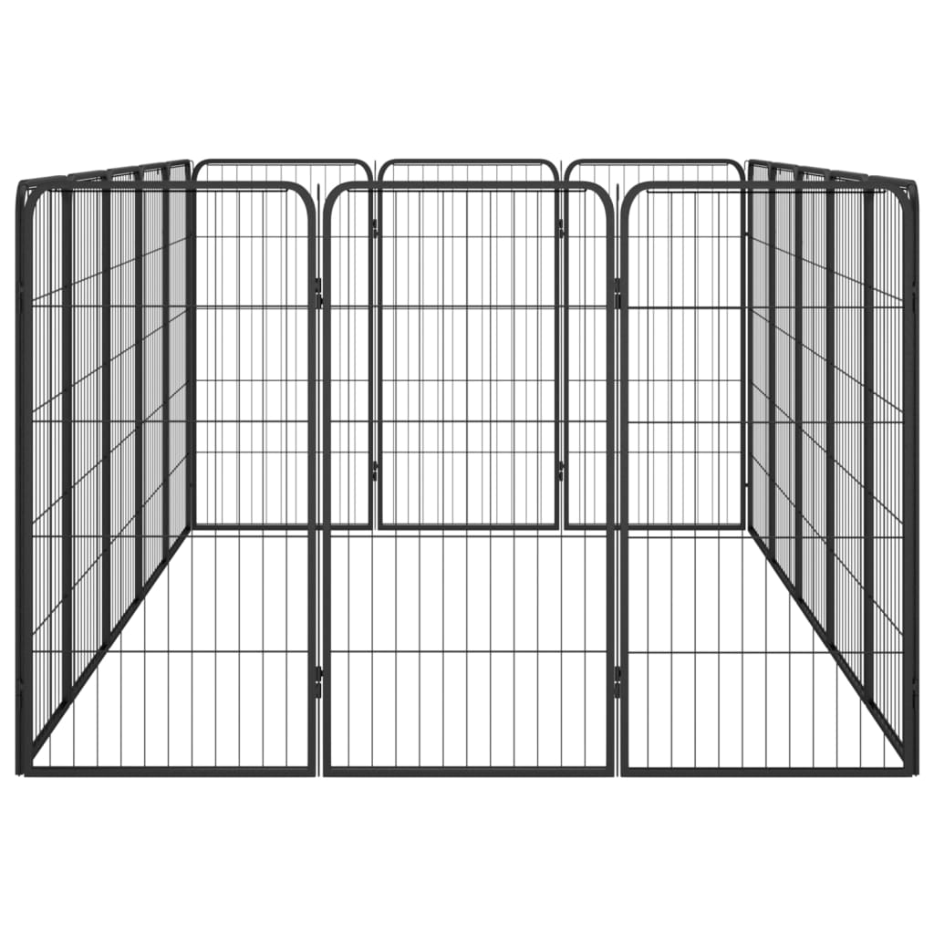 Hondenkennel 16 panelen 50 x 100 cm gepoedercoat staal zwart