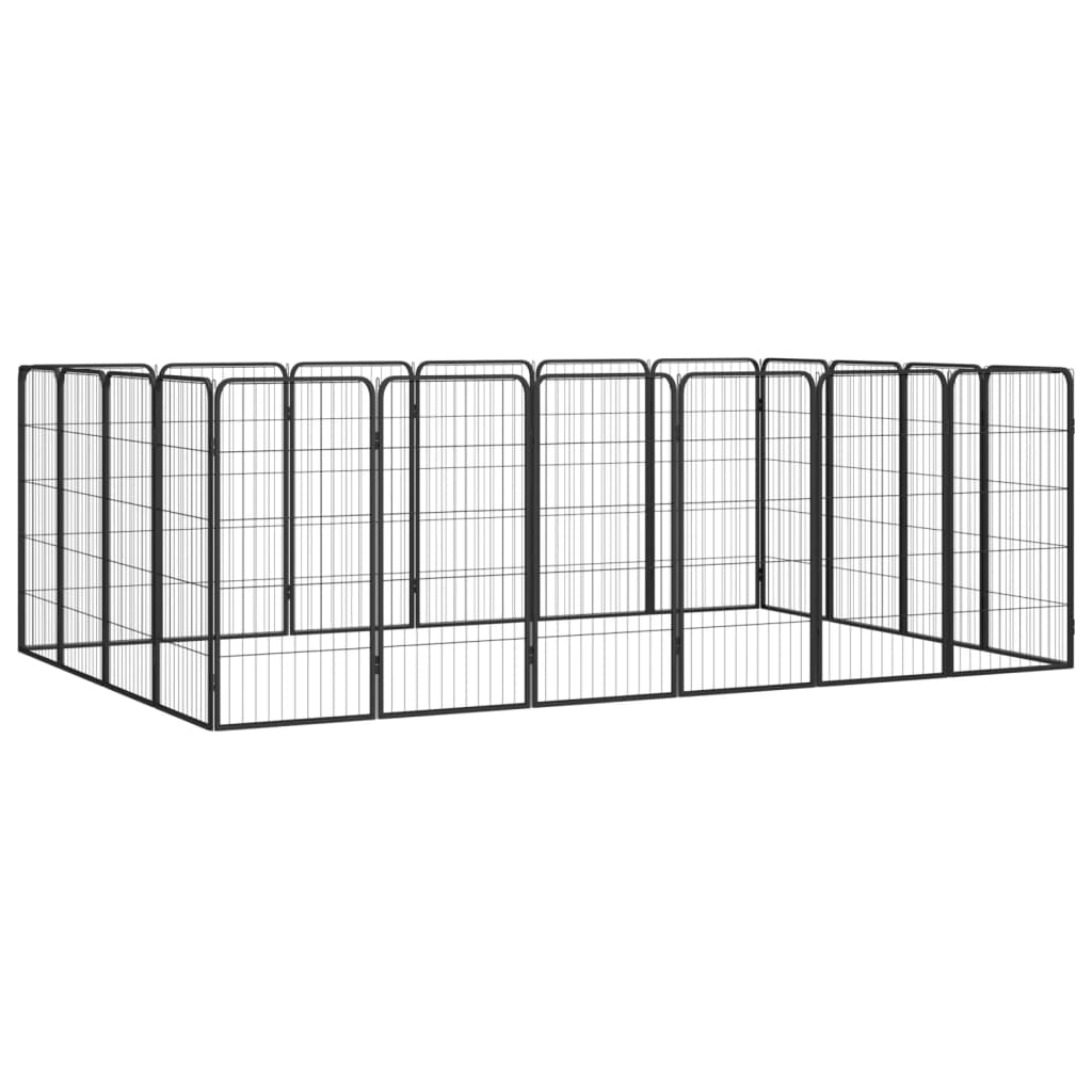 Hondenkennel 20 panelen 50 x 100 cm gepoedercoat staal zwart