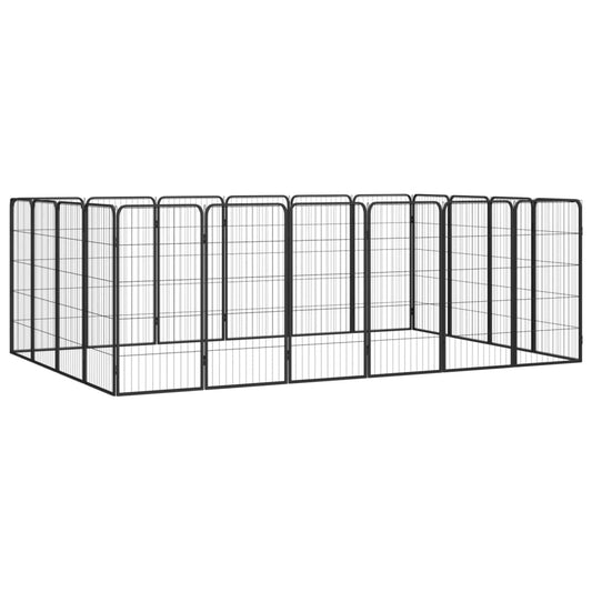 Hondenkennel 20 panelen 50 x 100 cm gepoedercoat staal zwart