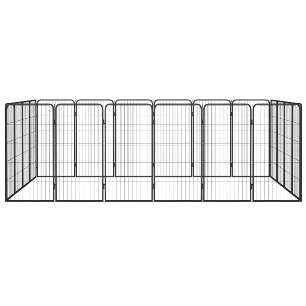 Hondenkennel 20 panelen 50 x 100 cm gepoedercoat staal zwart