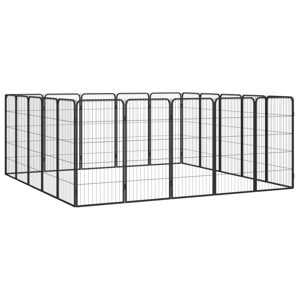 Hondenkennel 20 panelen 50 x 100 cm gepoedercoat staal zwart